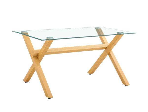Table à manger IXE en bois XXL plateau transparent 180 cm