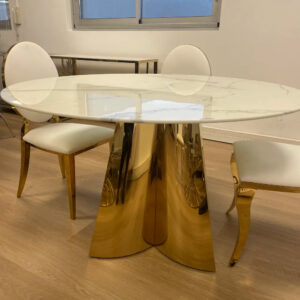 Table à manger CAPUCINE Gold Marbre blanc
