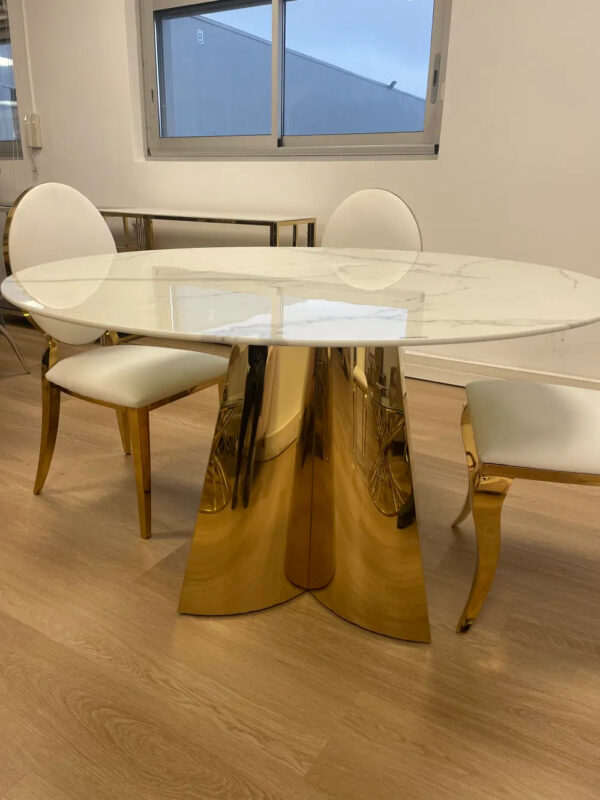 Table à manger CAPUCINE Gold Marbre blanc