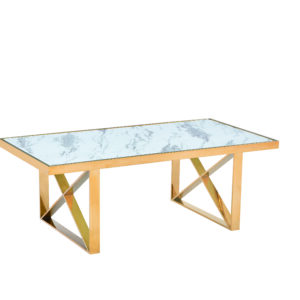 TABLE REPAS LEVANTO GOLD MARBRE BLANC 180x90 cm