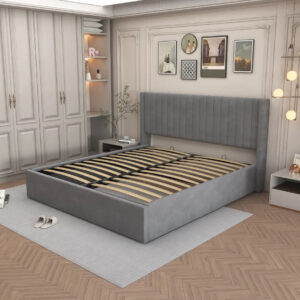 LIT DOUBLE COFFRE CAMILLE en velours 180X200CM