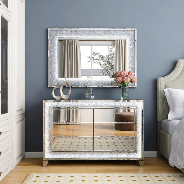 Commode Miroir et LED 6 tiroirs