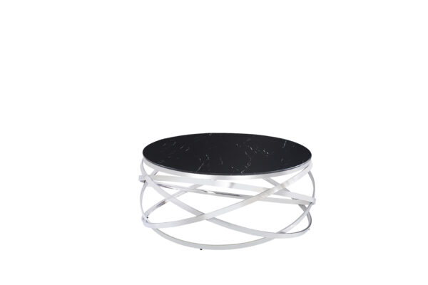 TABLE BASSE EVOL CHROME MARBRE NOIR 100 CM
