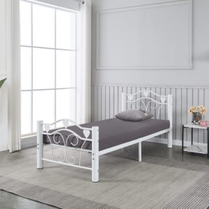 LIT METAL HERCULE BLANC 90X190cm