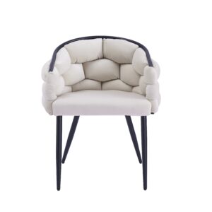 CHAISE BALLON METAL NOIR BEIGE