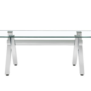 TABLE REPAS IXE METAL CHROME TRANSPARENT 180x90x75
