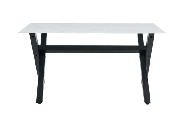 Table à manger IXE métal noir plateau en verre trempé