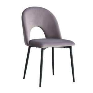 CHAISE TEDDY METAL NOIR VELOURS ANTHRACITE