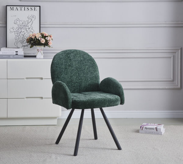 CHAISE AVEC ACCOUDOIR MIMI METAL NOIR VERT SAPIN