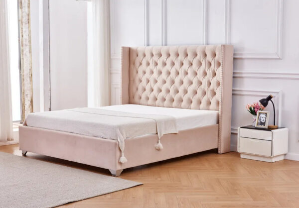 Lit double 180X200 cm PRINCESSE velours sommier inclus