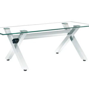 Table à manger IXE chrome plateau en verre trempé 150 cm