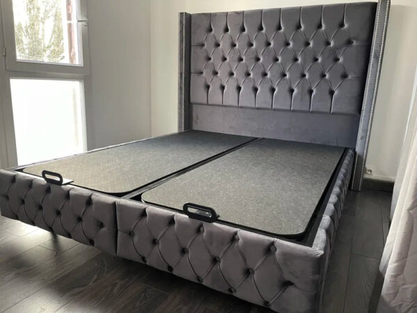 Lit coffre BOX clouté 160x200 cm