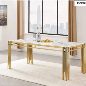 Table à manger FLUTE Gold Plateau en verre