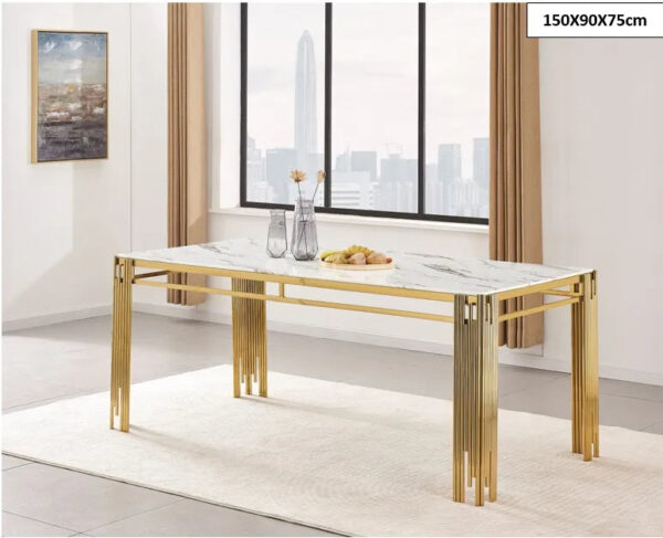 Table à manger FLUTE Gold Plateau en verre