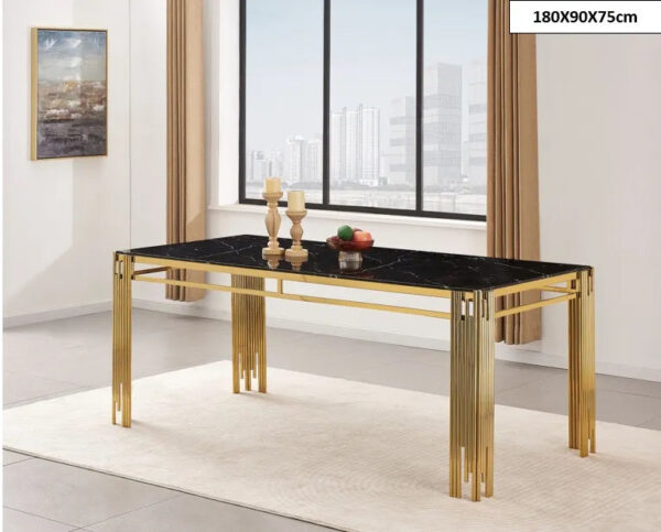 Table à manger FLUTE Gold Plateau en verre