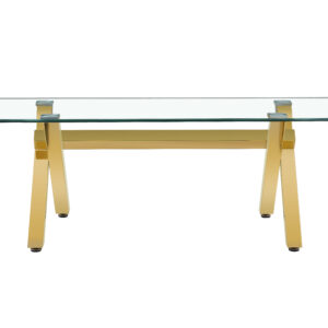 TABLE REPAS IXE METAL GOLD TRANSPARENT 180x90x75cm