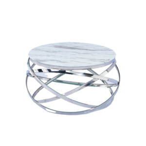 Table Basse EVOL structure chrome et plateau en verre D 60cm