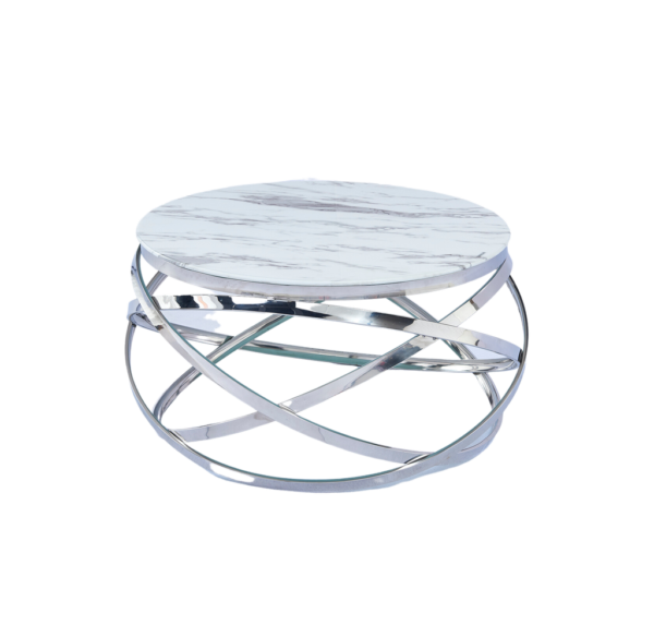 Table Basse EVOL structure chrome et plateau en verre D 60cm