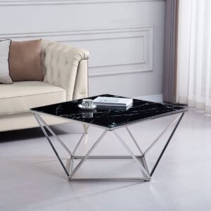 Table Basse ALINA Chrome plateau en verre trempé 80x80x45 cm