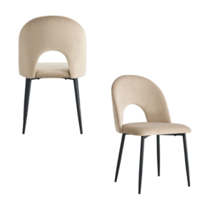 Lot de chaises TEDDY métal noir velours