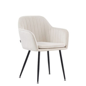 Lot de 2 chaises Chic KANVAS en velours pieds métal noir