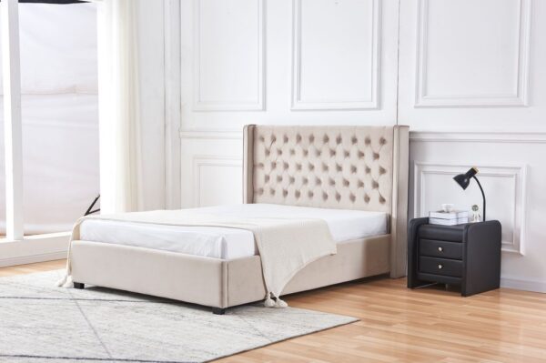 Lit capitonné 160x200 cm ERES en velours sommier inclus