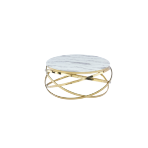 Table Basse EVOL structure Gold et plateau en verre D 90cm