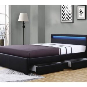 Lit adulte 160x200 cm TIROIRS et LED sommier inclus