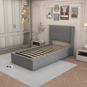 LIT COFFRE CAMILLE en velours 90X190CM