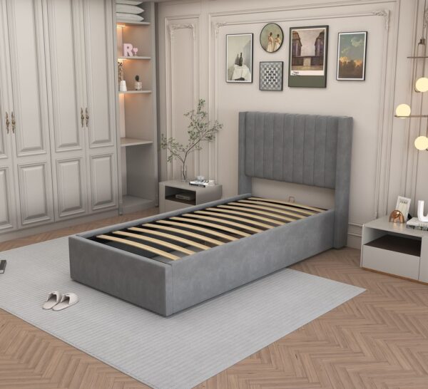 LIT COFFRE CAMILLE en velours 90X190CM