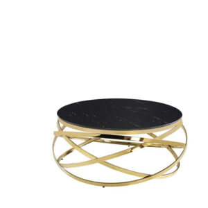 Table Basse EVOL structure Gold et plateau en verre D 90cm
