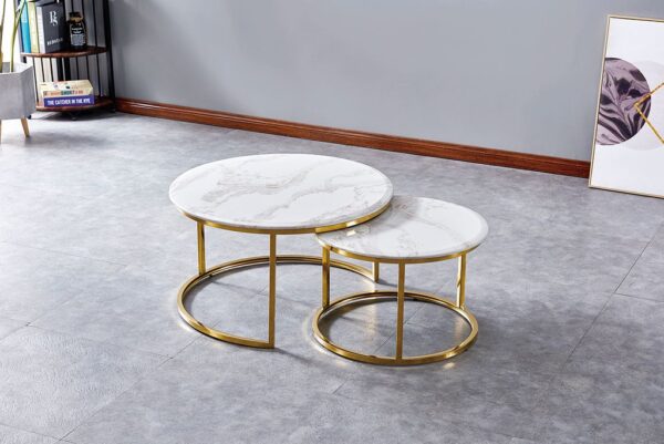 Lot de 2 tables Basses Gigogne ARTO Gold et plateau en verre
