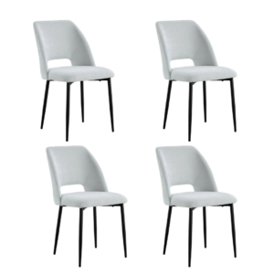 Lot de 4 chaises AVA Métal noir Tissu Serge Gris