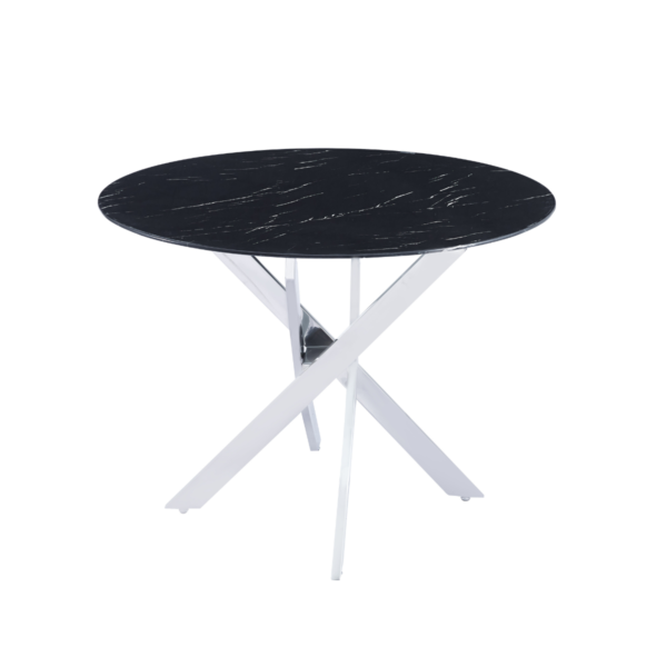 Table à manger ronde JESSICA chrome 100 cm 4 couverts