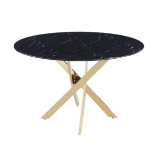 Table a manger ronde JESSICA Gold XXL 120 cm 4 couverts