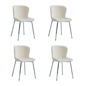 Lot de 4 chaises ELEN chrome velours