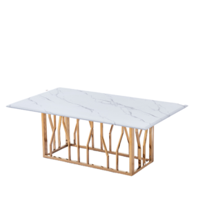 Table basse PORTOFINO plateau en verre effet marbré 120x70x45 cm