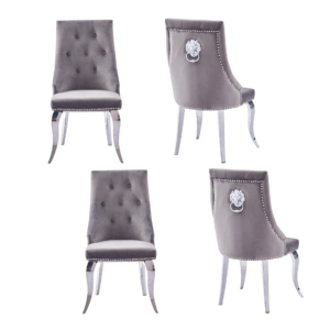 Lot de Chaises LION Capitonnées et Cloutées Chrome Velours