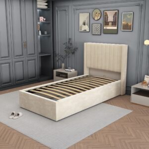 LIT COFFRE CAMILLE en velours 90X190CM