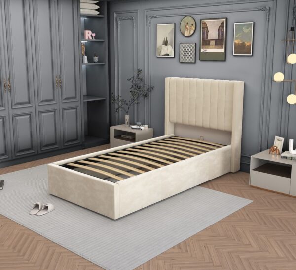LIT COFFRE CAMILLE en velours 90X190CM