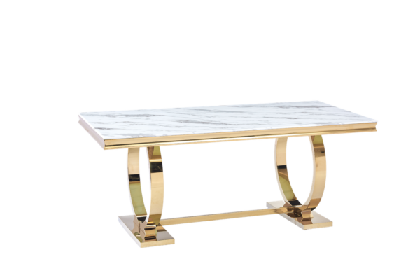 Table à manger 6 à 8 personnes OMEGA Gold verre 180x90 cm