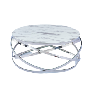 Table Basse EVOL structure chrome et plateau en verre D 90cm