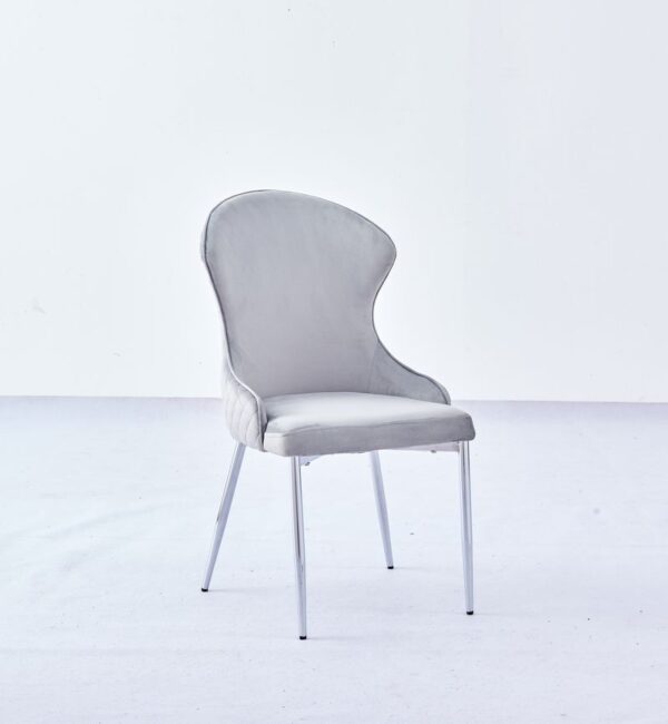 CHAISE HILTON CHROME VELOURS GRIS