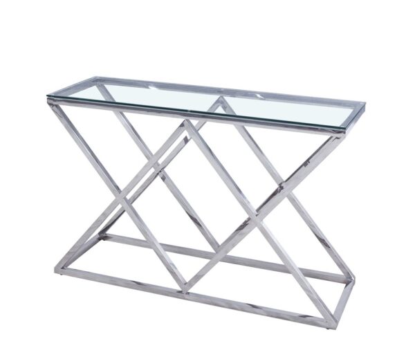 CONSOLE TRIANGLE CHROME TRANSPARENT 120x40cm