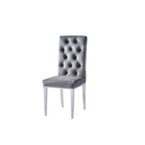 CHAISE NEVADA CAPITONNE AVEC BOUTONS CHROME VELOURS ANTHACITE