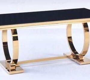 TABLE REPAS OMEGA GOLD NOIR 180X90CM