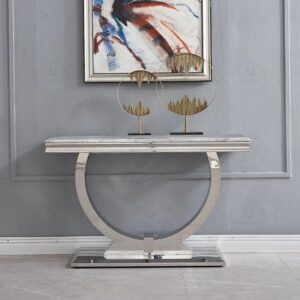 CONSOLE OMEGA CHROME MARBRE BLANC 120x40x78 cm