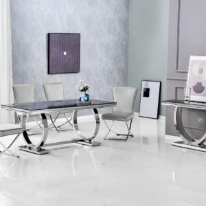 CONSOLE OMEGA CHROME VERRE NOIR 120x40x78 cm