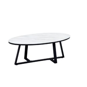 TABLE BASSE GAMMA METAL NOIR MARBRE BLANC 120x60x45 cm