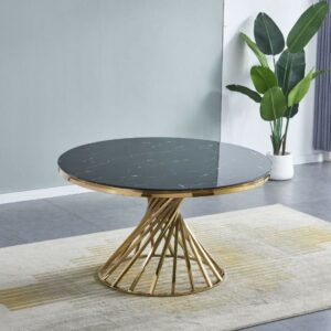 TABLE A MANGER NAUTILUS GOLD MARBRE NOIR 130 CM